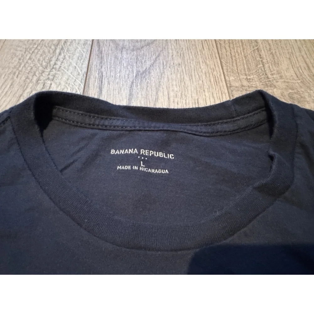 Banana Republic Mens Navy Blue Mountain Graphic T-Shirt L Cotton Short‎ Sleeve